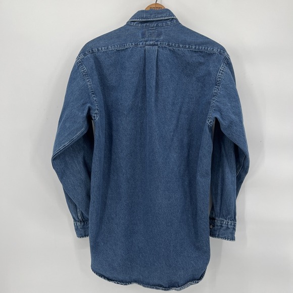 Vtg Ralph Lauren Blaire Denim Jean Shirt Mens S Blue Button L/SRed Pony - Picture 5 of 8